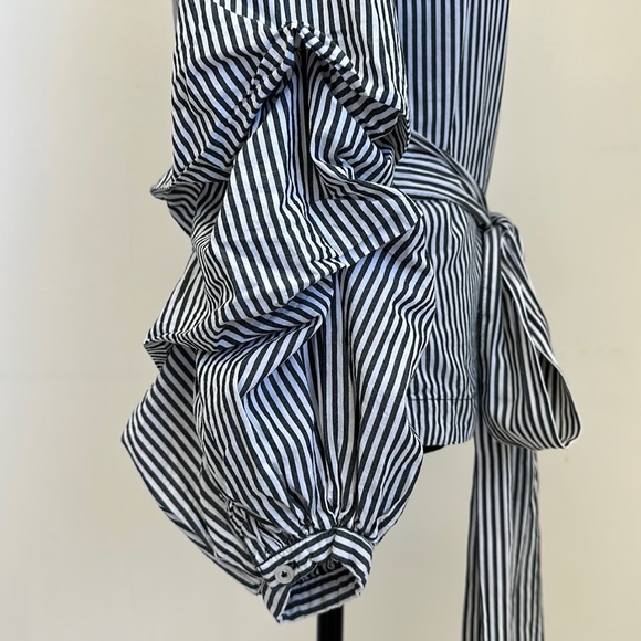 MAX Jeans Black & White Striped Blouse - Picture 9 of 14